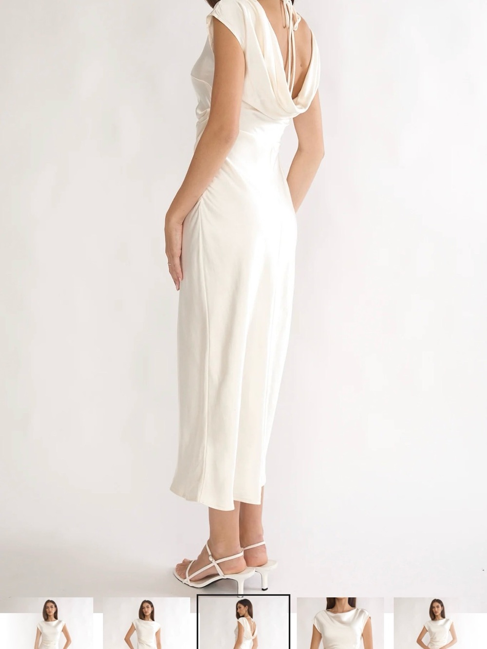 Selfie Leslie Cream Satin Cap-Sleeve Midi Dress - Picture 2 of 7